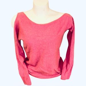Minnie Rose 100% Cashmere Pink Cold Shoulder Pullover Sweater Women’s Small